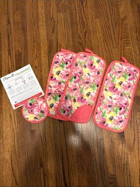 Floral Coral Wash Cloth Set - 4 Piece